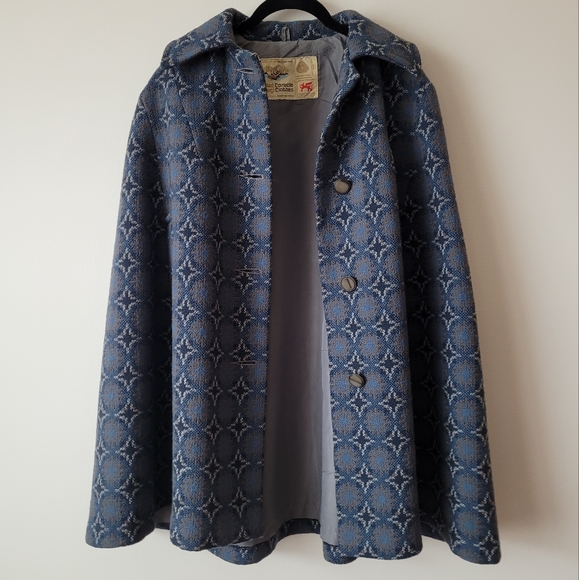 Vintage Welsh Wool Tapestry Cape Dillad Corwgl Coracle Clothes - Picture 14 of 16